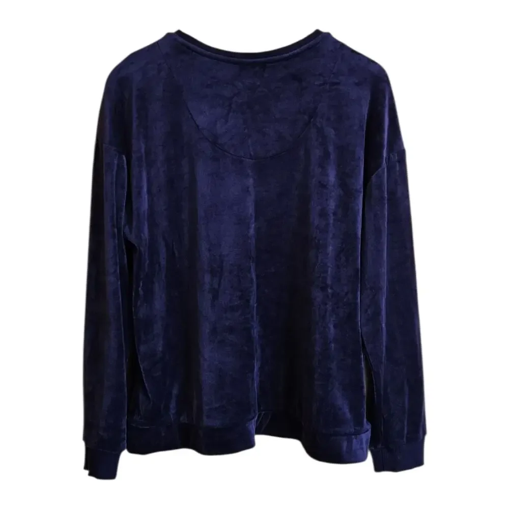 Nautica Fleece Top Sleepwear Soft Shirt Navy Women's Large